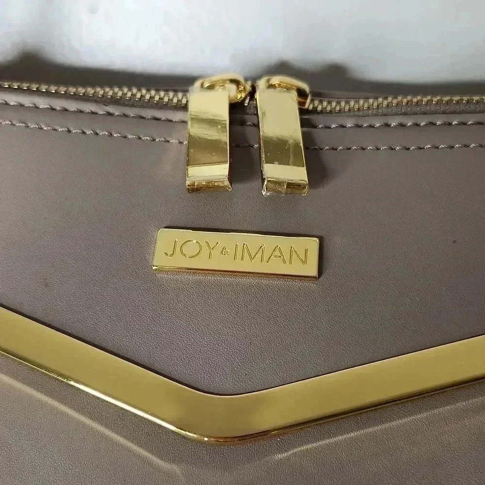 JOY & IMAN Taupe NWOT Leather XL Satchel - Picture 3 of 5